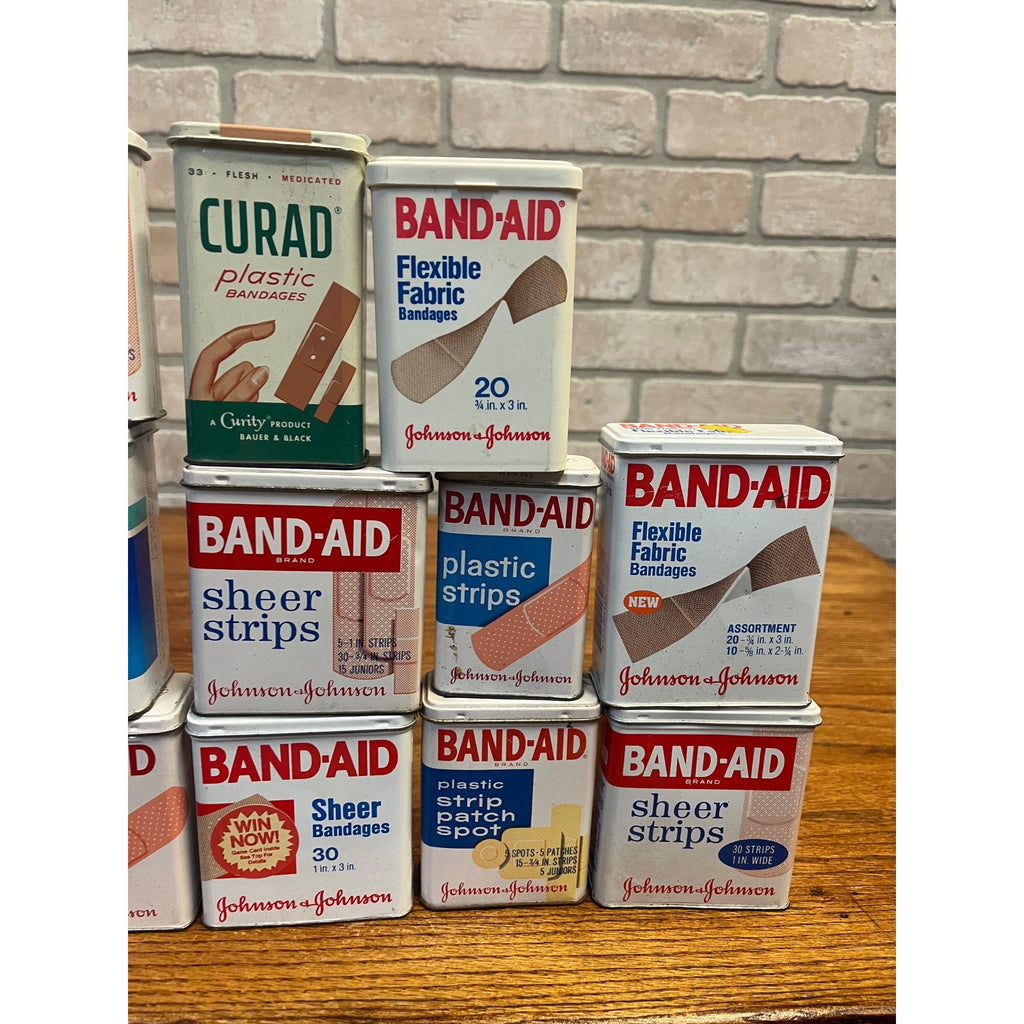Vintage Johnson & Johnson Band-Aid Tins Curad Tin Lot Pharmacy Advertising