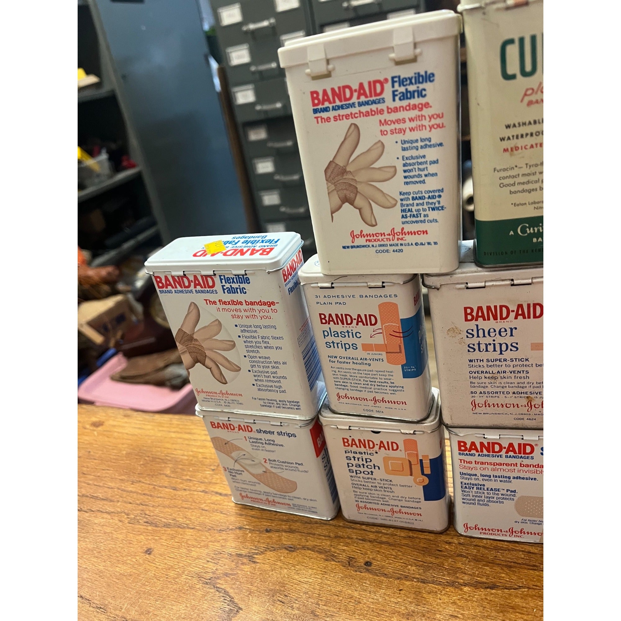 Vintage Johnson & Johnson Band-Aid Tins Curad Tin Lot Pharmacy Advertising