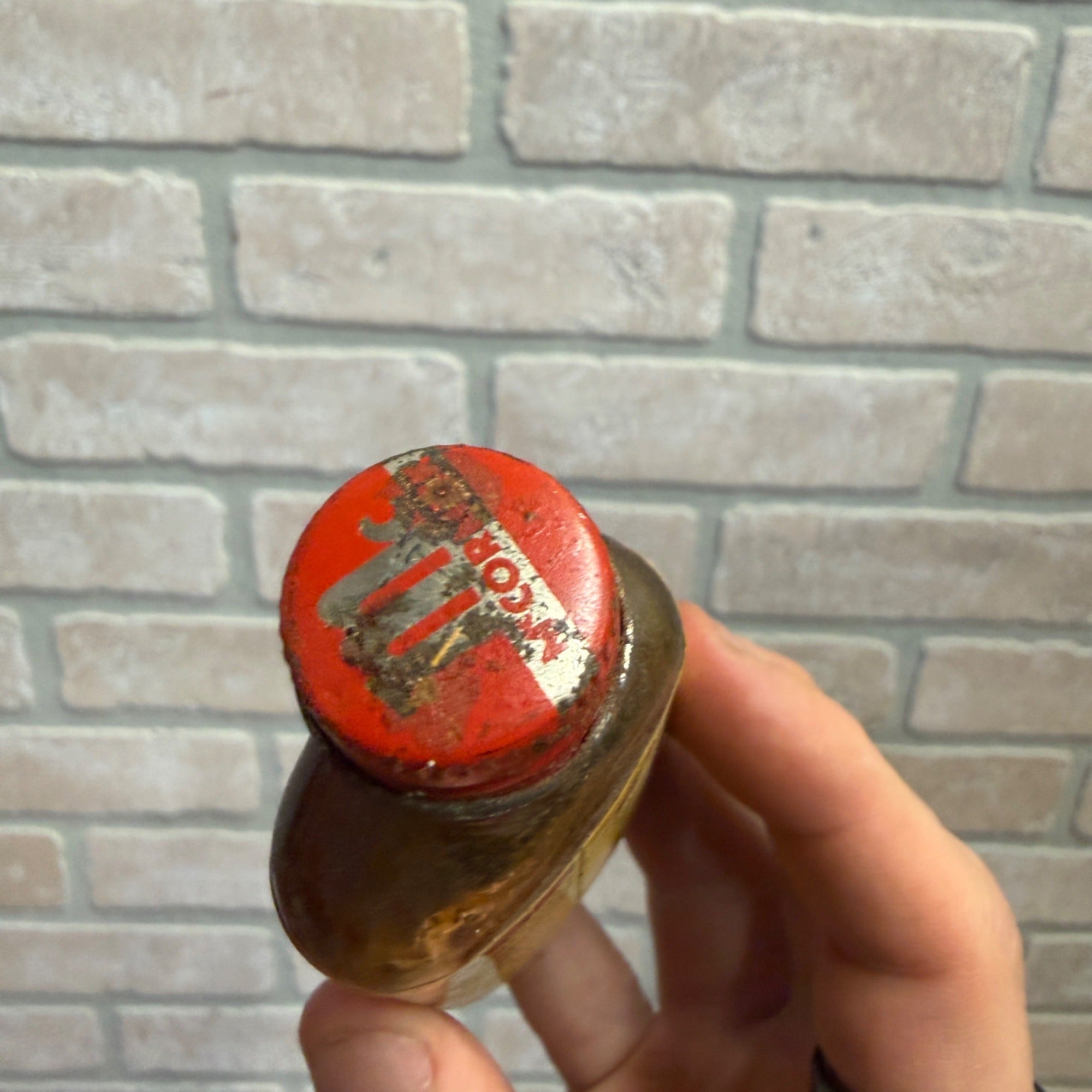 Vintage 1950's 1-1/4 oz McCormick's Iron Glue Mostly Full Small Bottle w Label