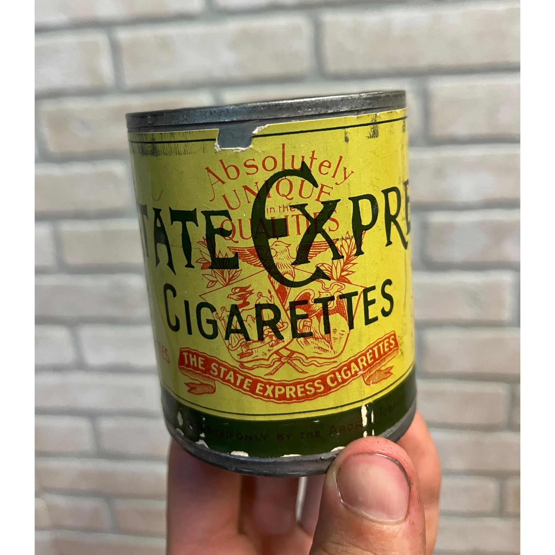 Vintage 1950s State Express Cigarettes Tin Can Advertising - No Lid - England