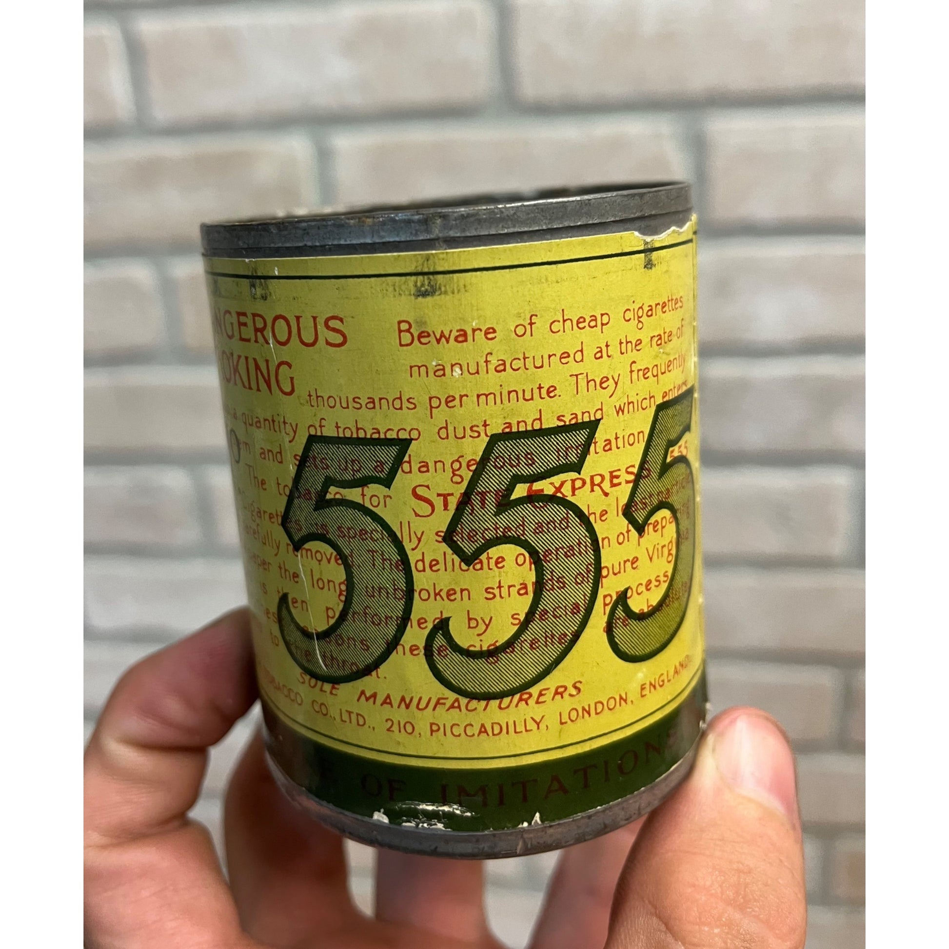 Vintage 1950s State Express Cigarettes Tin Can Advertising - No Lid - England