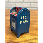 Vintage US Mail Letters Mailbox Coin Bank w/ Keys - Japan Tin Litho Mini 4"