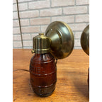 Pair of Vintage 1970s "Huber's "Barrel of Beer" - Glass Wall Sconce Lights