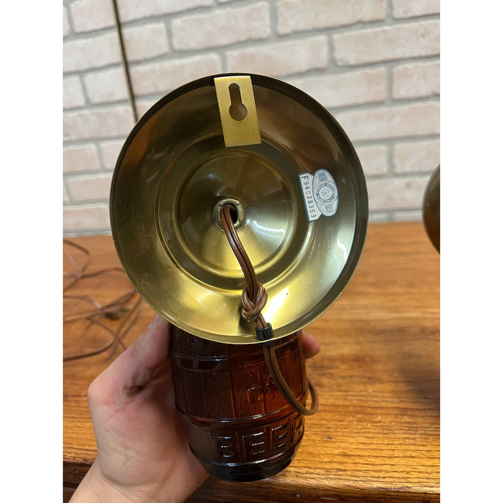 Pair of Vintage 1970s "Huber's "Barrel of Beer" - Glass Wall Sconce Lights