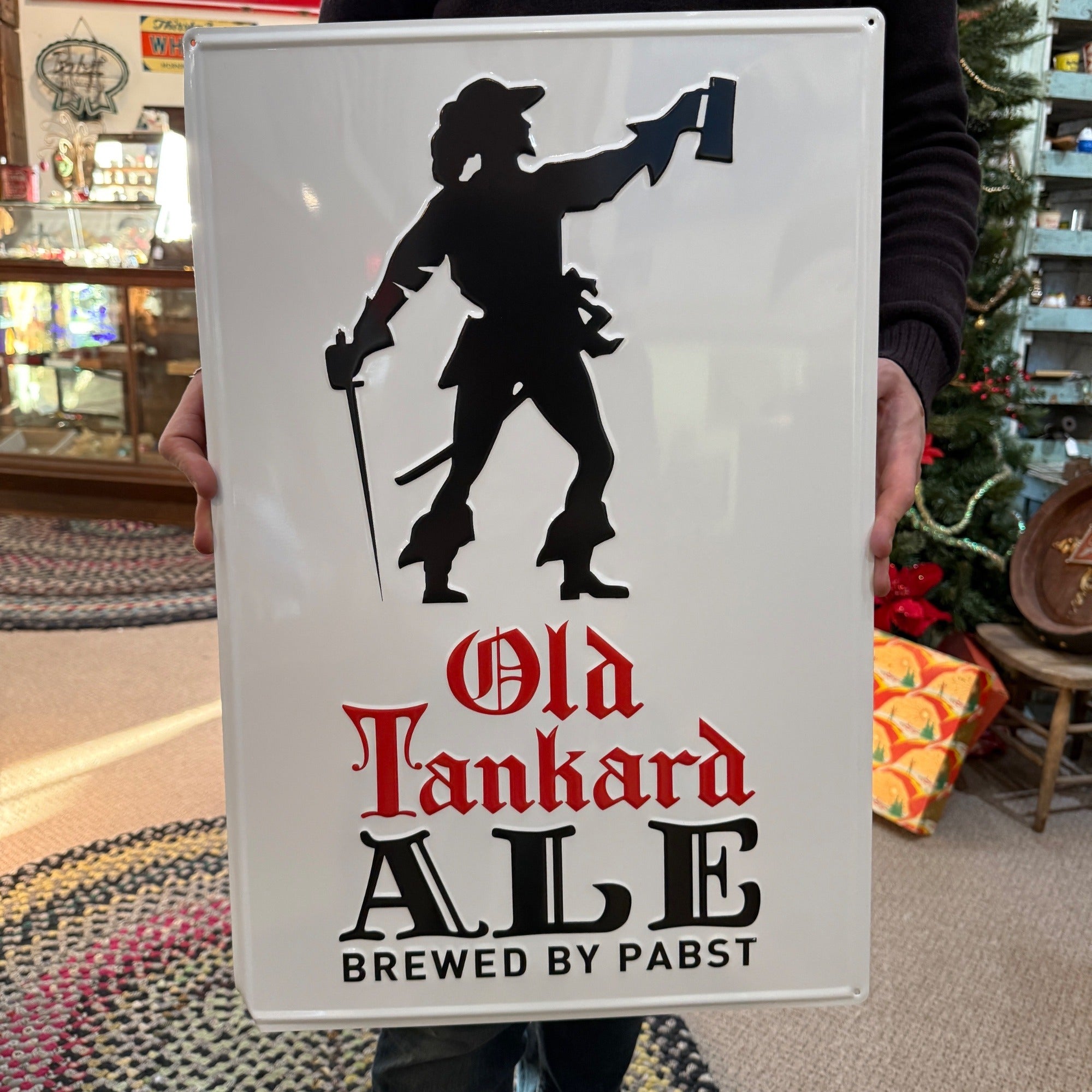 PABST OLD TANKARD ALE BEER METAL TIN SIGN 16 x 24 EMBOSSED