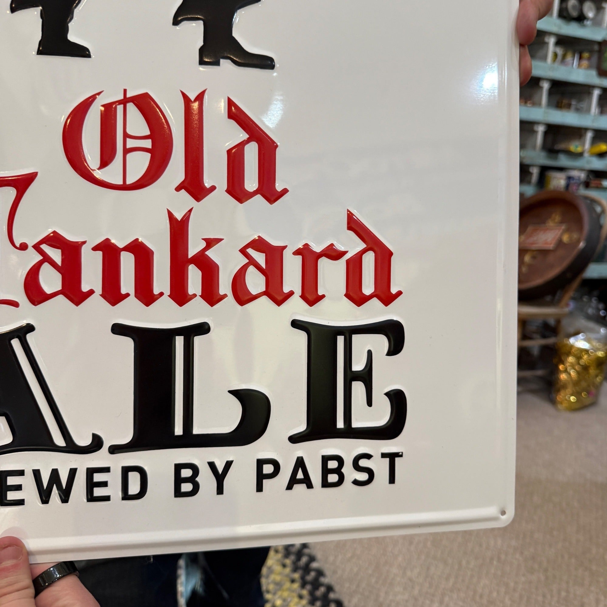 PABST OLD TANKARD ALE BEER METAL TIN SIGN 16 x 24 EMBOSSED
