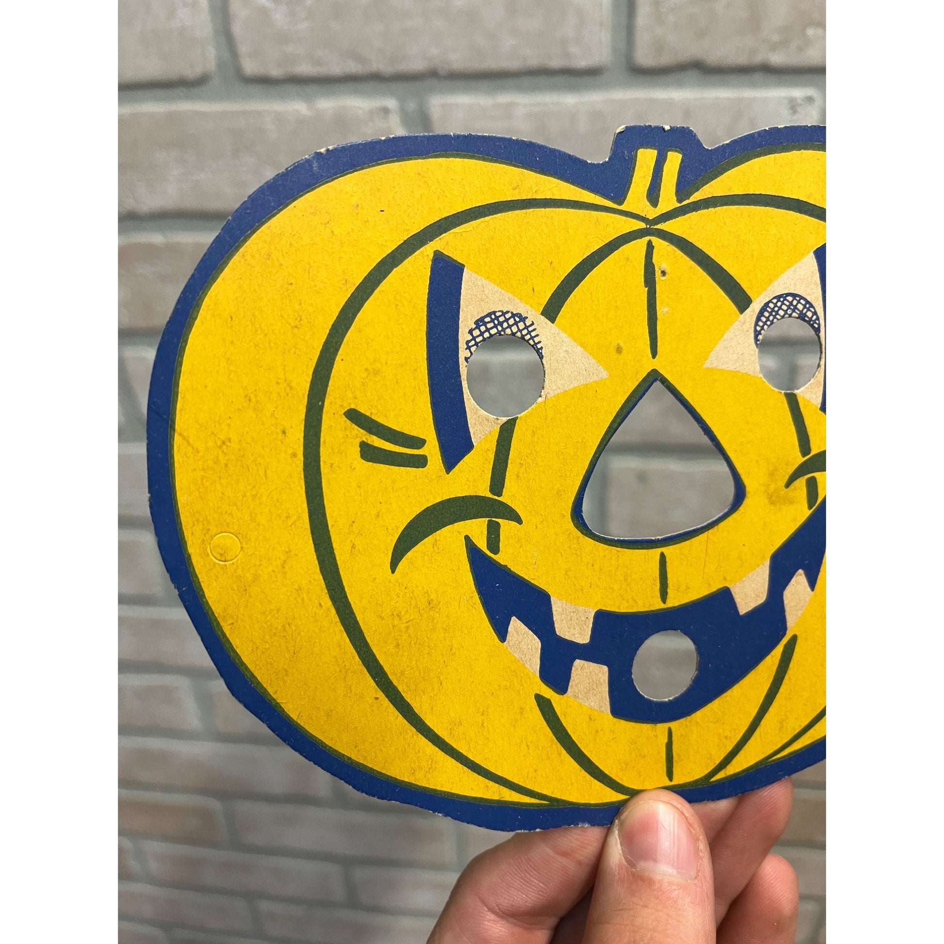 Vintage Halloween Jack o' Lantern JOL Yellow Party Mask Beistle?