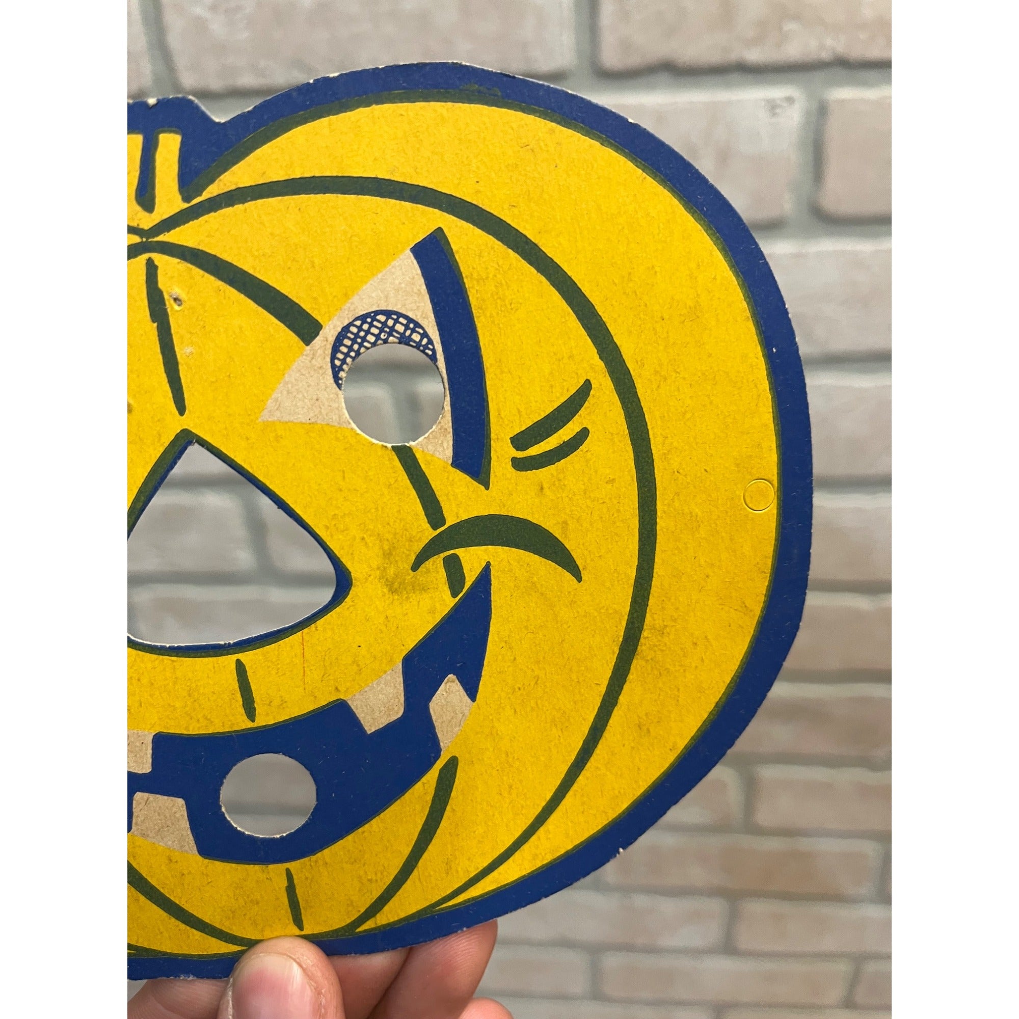 Vintage Halloween Jack o' Lantern JOL Yellow Party Mask Beistle?