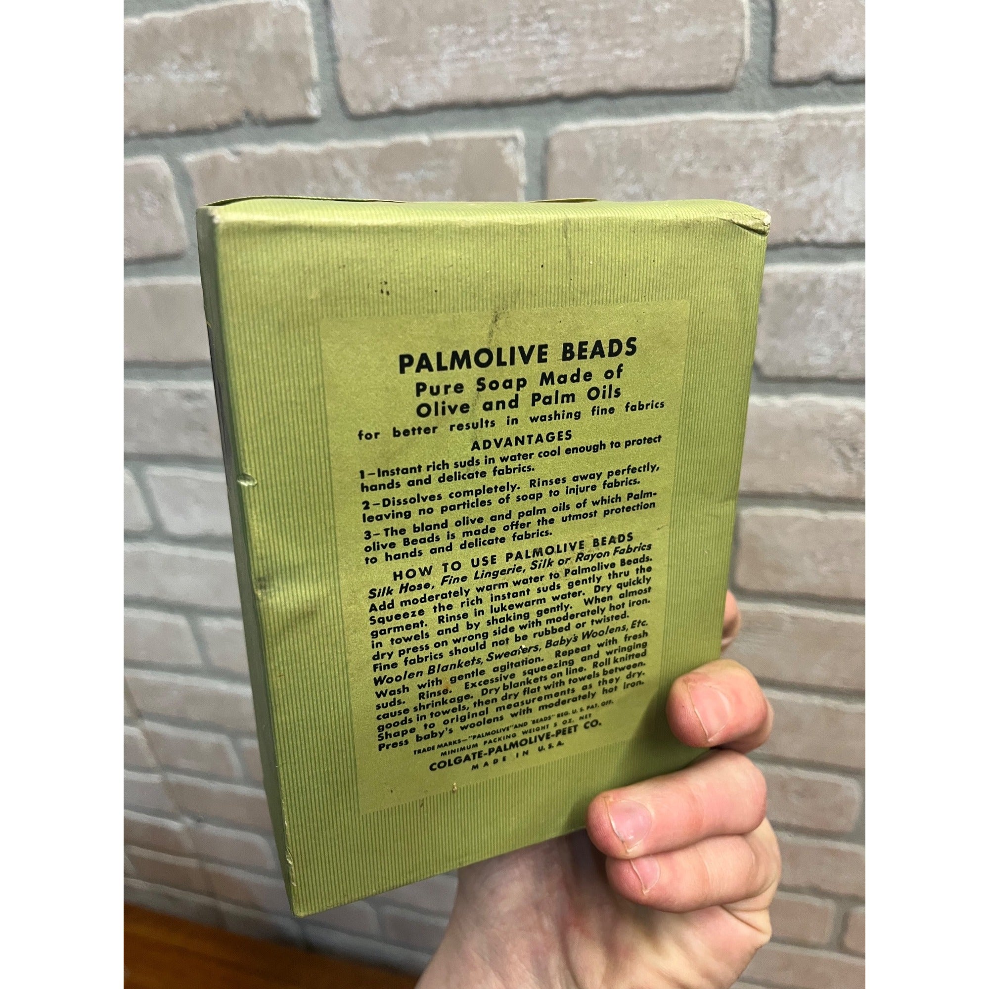 Vintage 1940s Palmolive Beads Washing Laundry Soap Box Advertising Decor