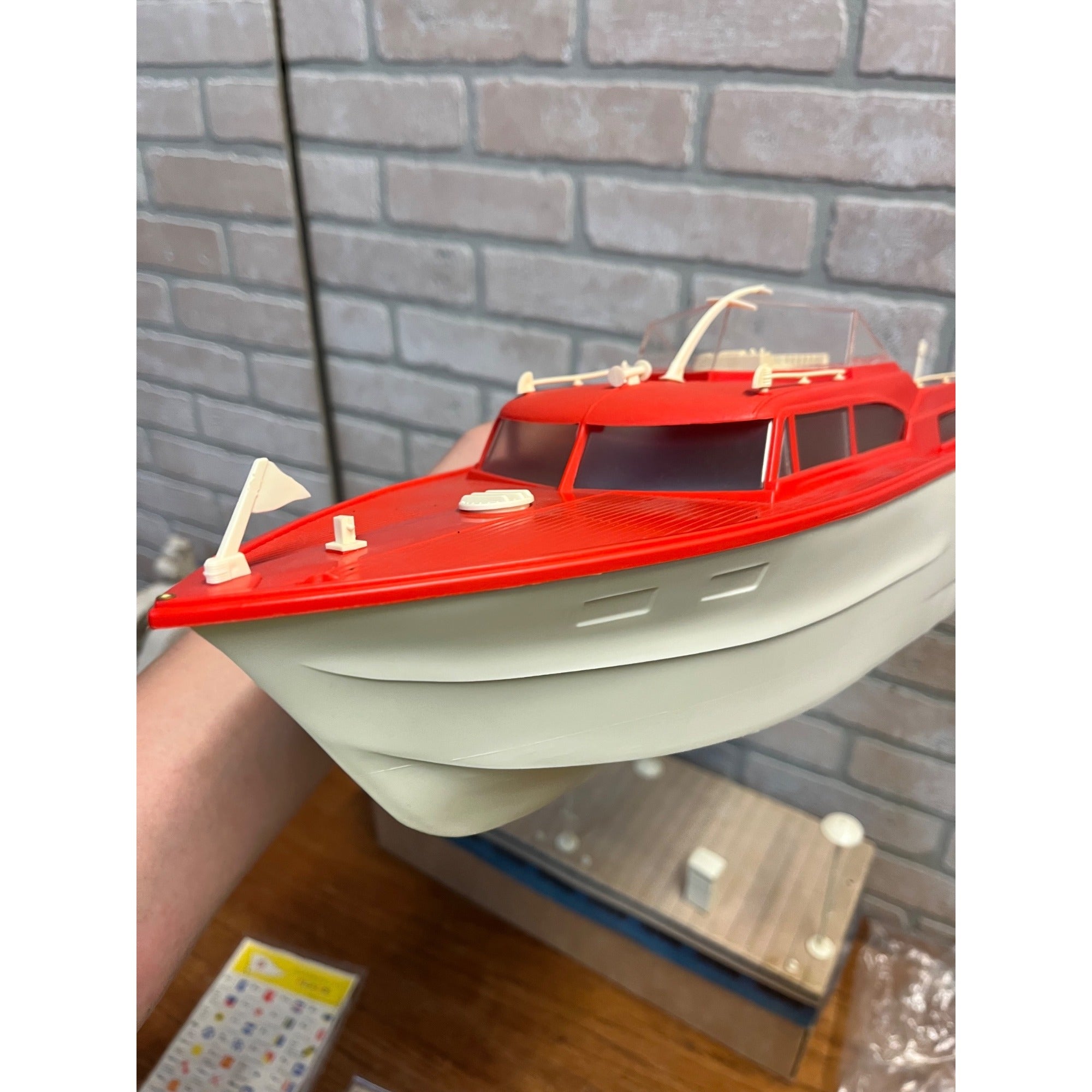 Vintage 1960's Phillips 66 Power Yacht Battery Operated Toy Boat w/Box - Works!