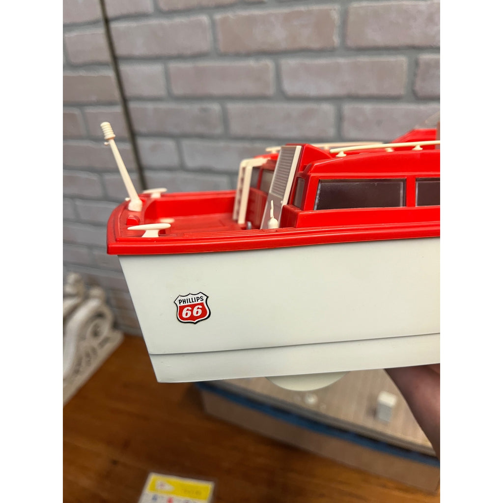 Vintage 1960's Phillips 66 Power Yacht Battery Operated Toy Boat w/Box - Works!