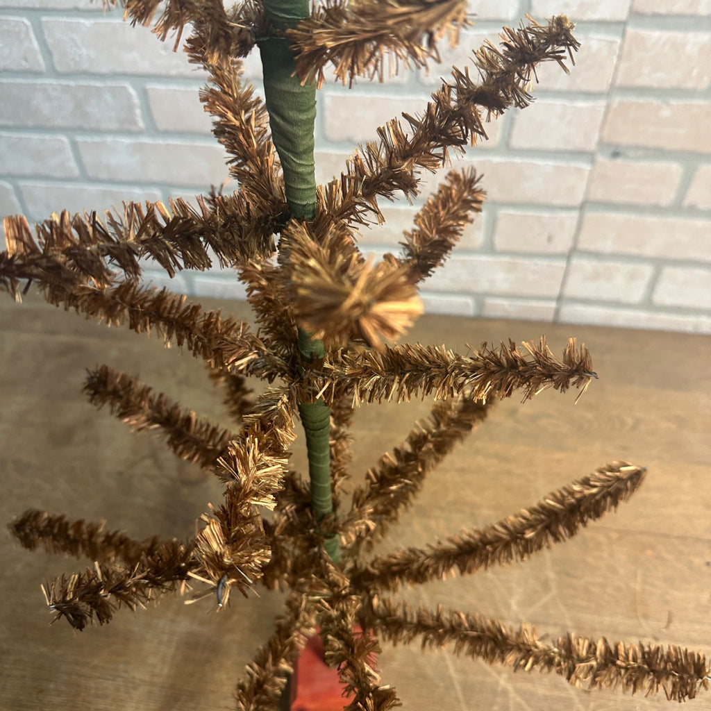 Vintage 29"  Red Brown Gold Visca Feather Tree Christmas 2ft