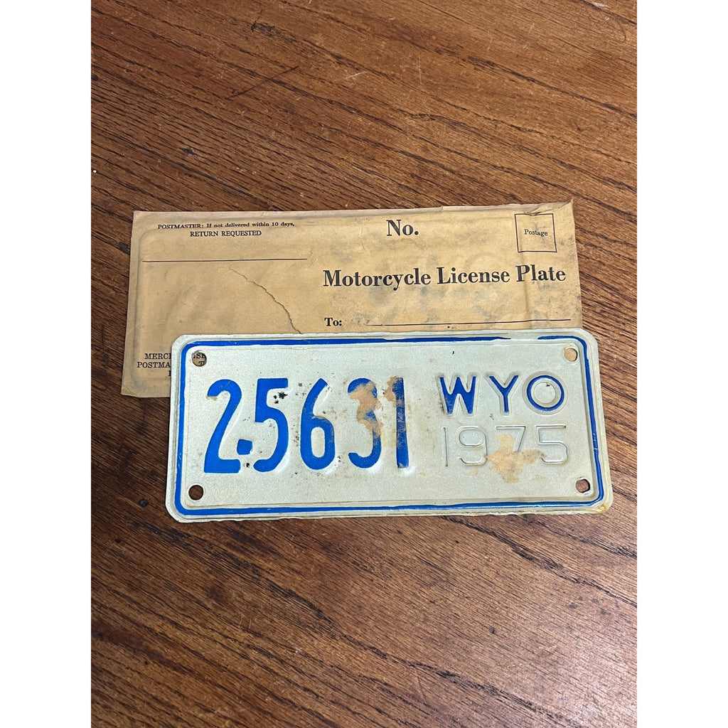 1975 Wyoming Motorcycle Cycle License Plate Vintage MINT NOS