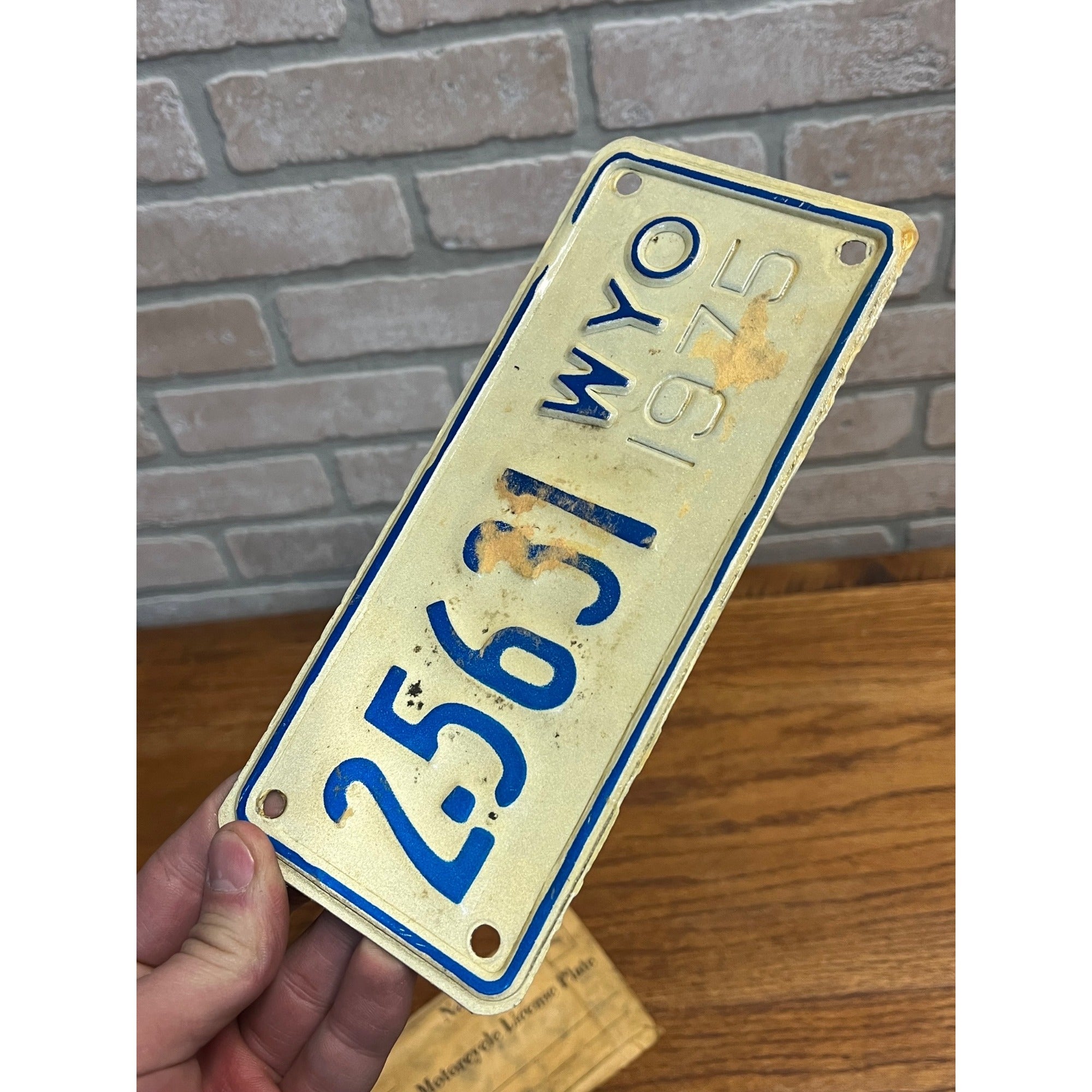 1975 Wyoming Motorcycle Cycle License Plate Vintage MINT NOS