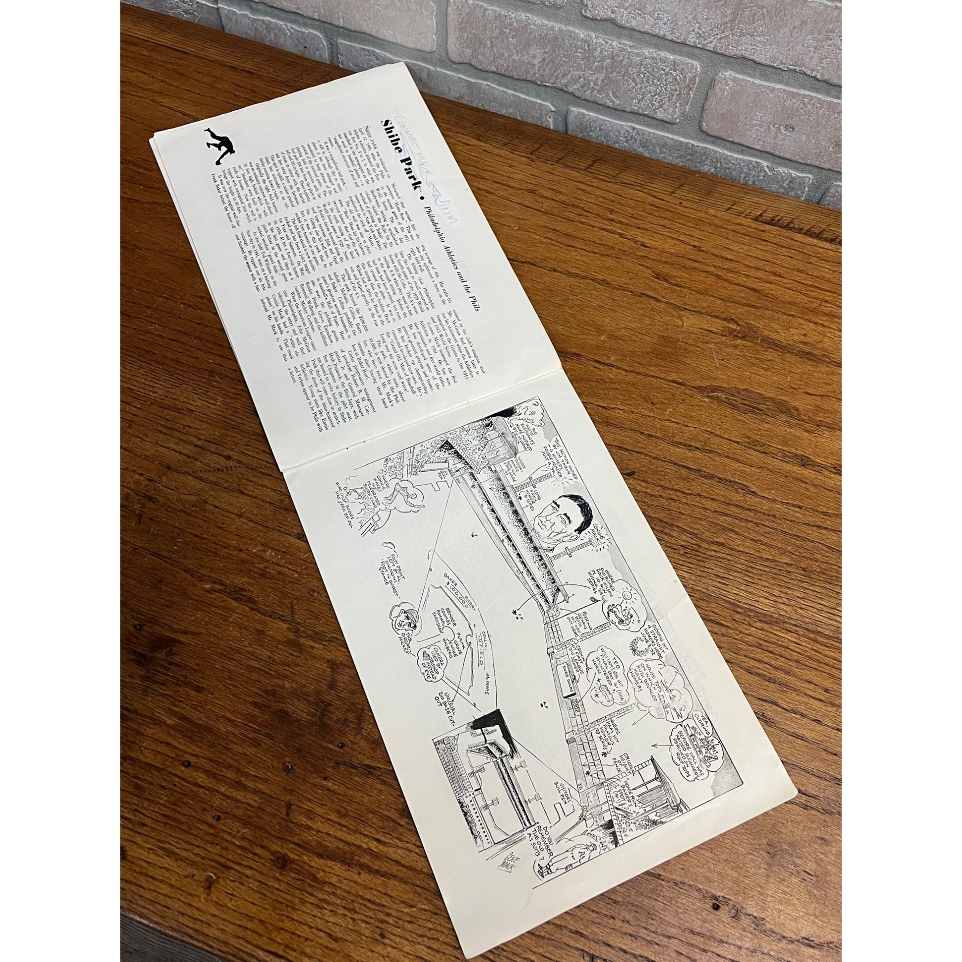 Vintage 1947 Gene Mack's Cartoons of MLB Baseball Ball Parks Stadiums