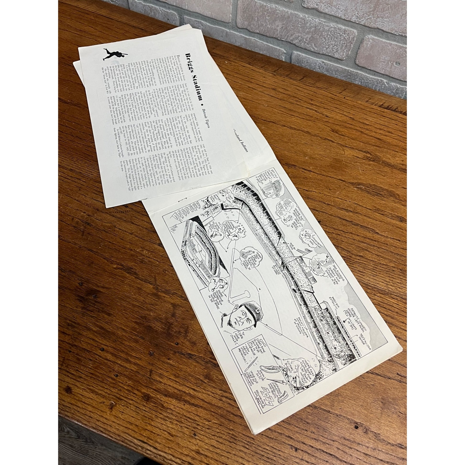Vintage 1947 Gene Mack's Cartoons of MLB Baseball Ball Parks Stadiums