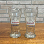 Vintage Hamm's Beer Pilsner 5.75" Glasses Lot (2) White Crown Land of Sky Blue Waters