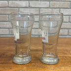 Vintage Hamm's Beer Pilsner 5.75" Glasses Lot (2) White Crown Land of Sky Blue Waters
