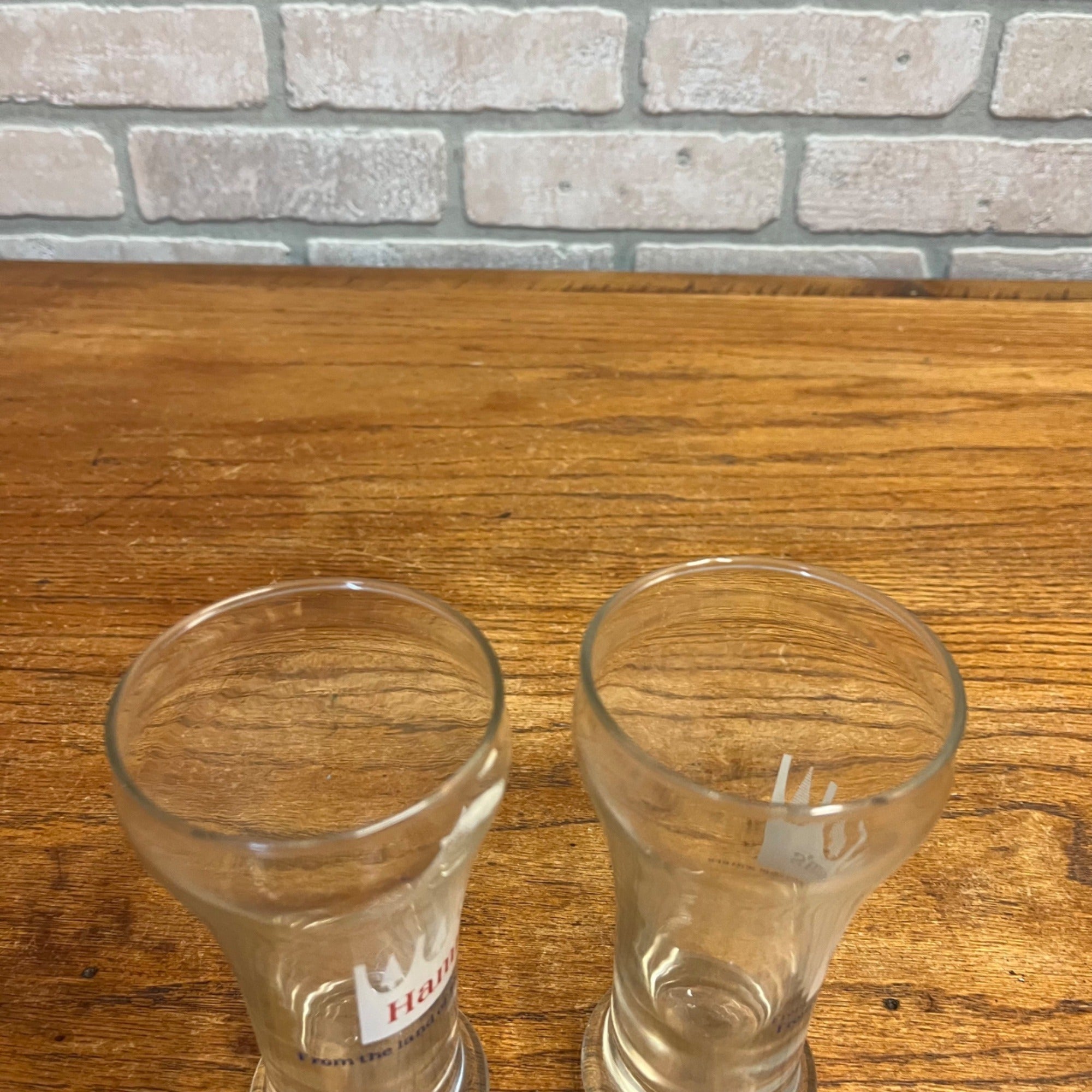 Vintage Hamm's Beer Pilsner 5.75" Glasses Lot (2) White Crown Land of Sky Blue Waters