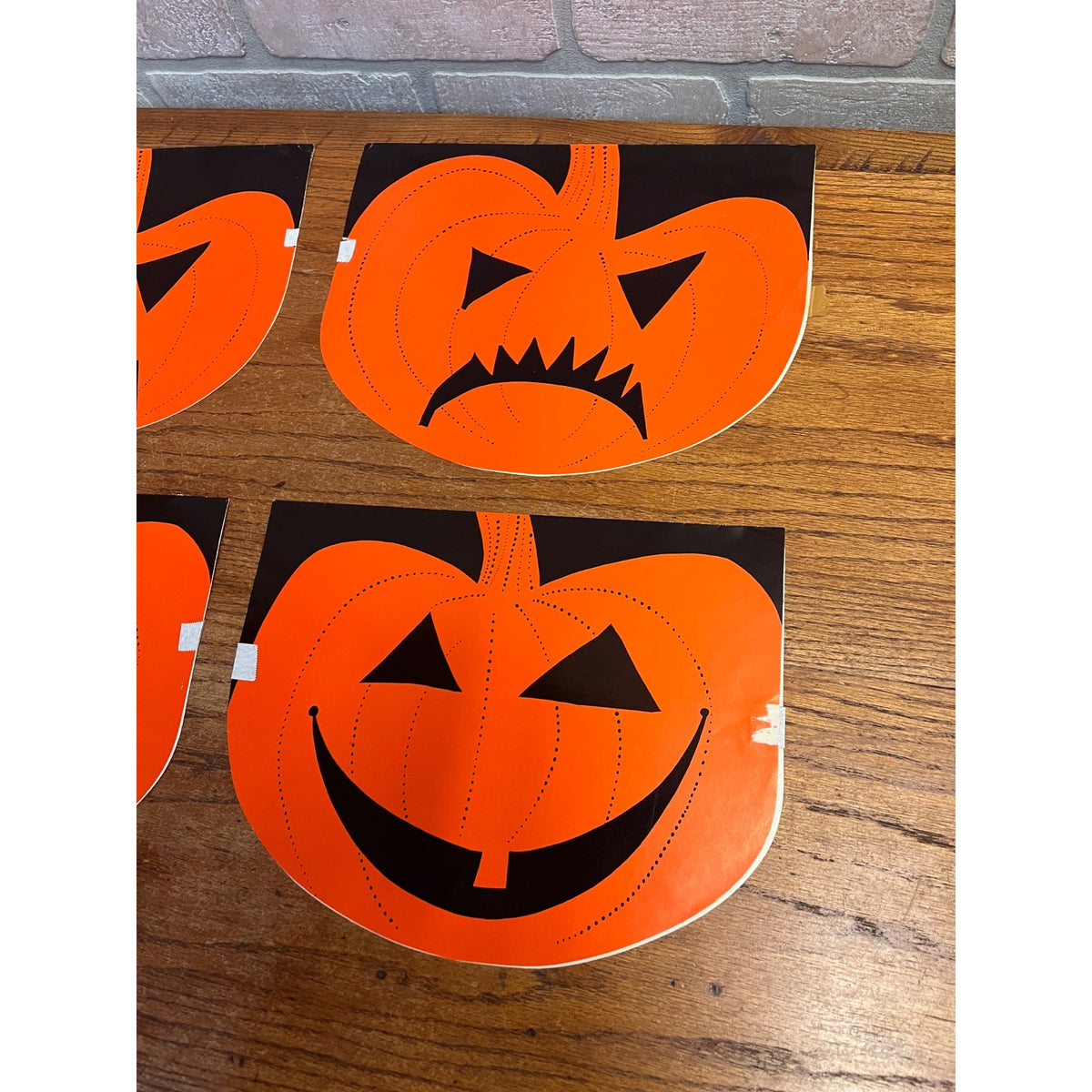 Vintage Halloween Jack o' Lantern Paper Garland Store Display Double Sided Signs