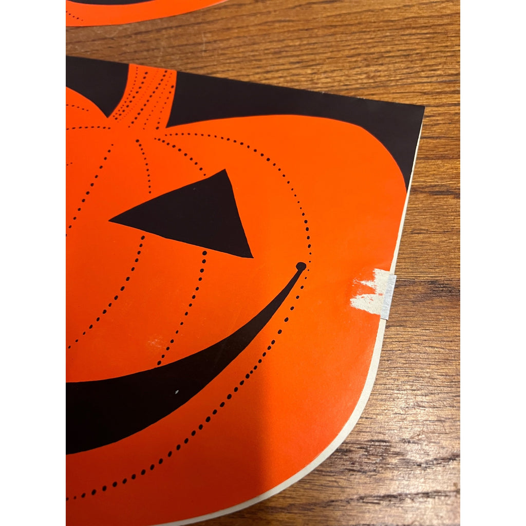 Vintage Halloween Jack o' Lantern Paper Garland Store Display Double Sided Signs
