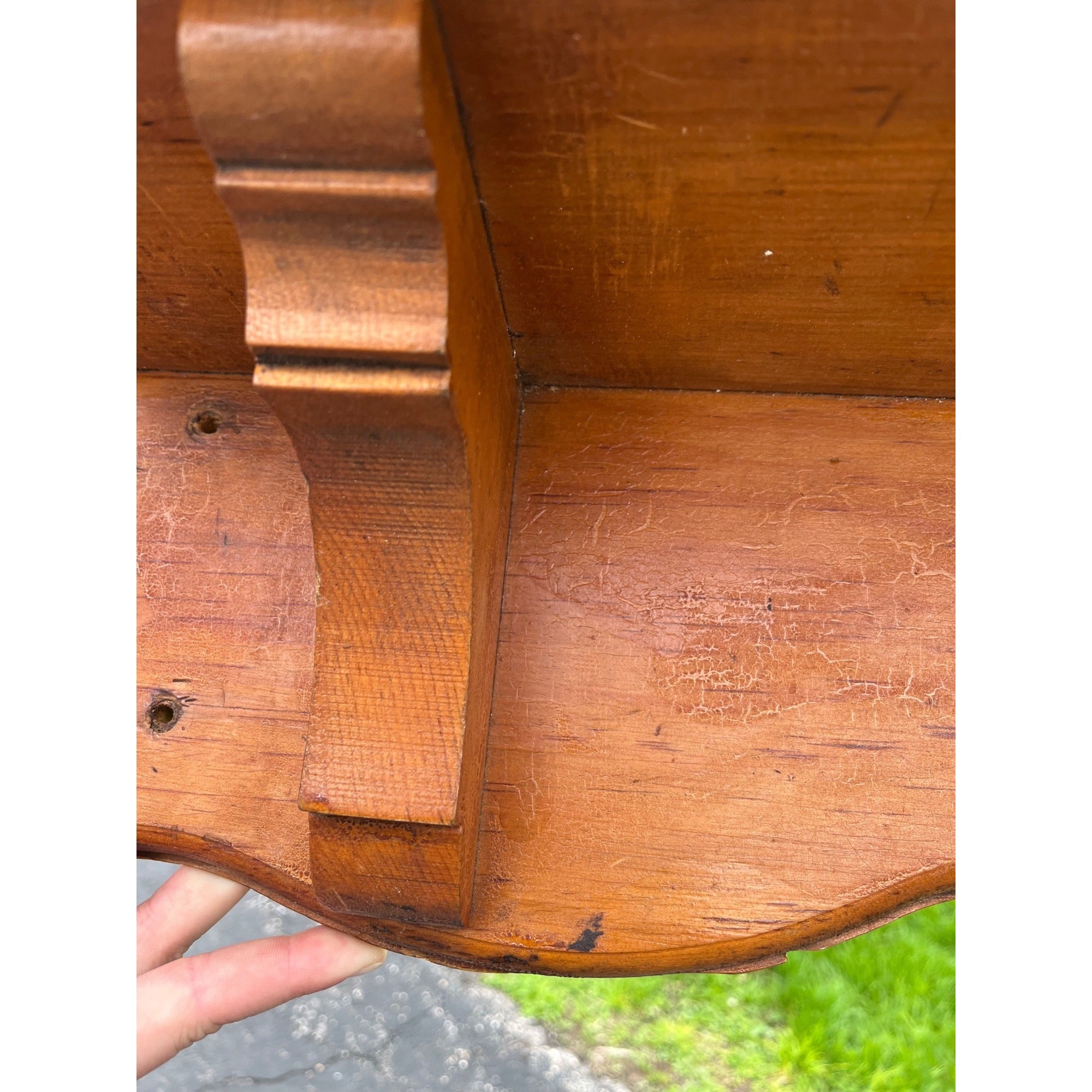 Antique Primitive 19th c Pine Wooden Candle Clock Shelf Folk Art AAFA Farmhouse