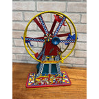 Vintage “The Giant Ride” Non-Working Wind Up Ferris Wheel All Metal 1950s Tin Toy