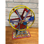 Vintage “The Giant Ride” Non-Working Wind Up Ferris Wheel All Metal 1950s Tin Toy