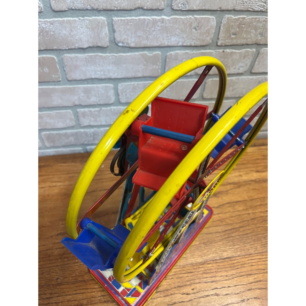 Vintage “The Giant Ride” Non-Working Wind Up Ferris Wheel All Metal 1950s Tin Toy