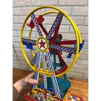 Vintage “The Giant Ride” Non-Working Wind Up Ferris Wheel All Metal 1950s Tin Toy