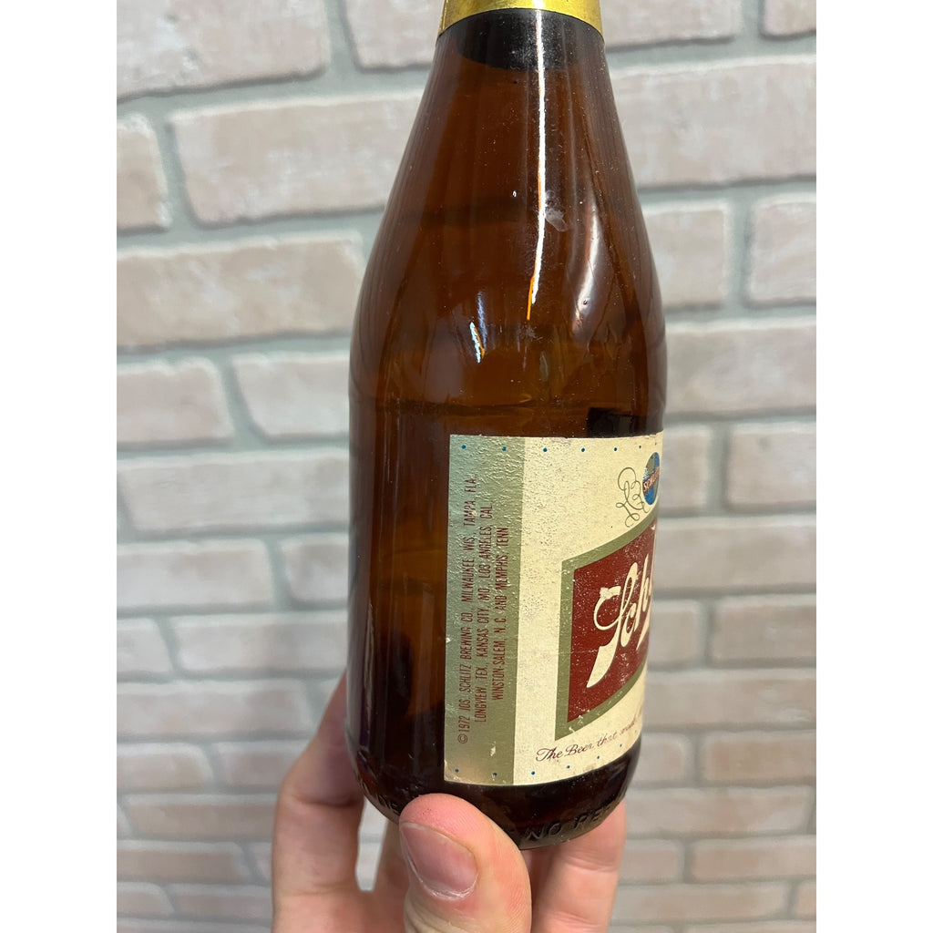 Vintage 1970s Schlitz Milwaukee Beer Glass 12oz Bottle  Full Label