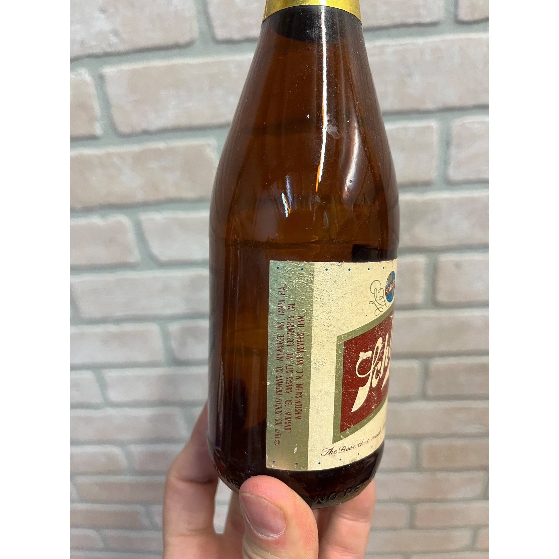 Vintage 1970s Schlitz Milwaukee Beer Glass 12oz Bottle  Full Label