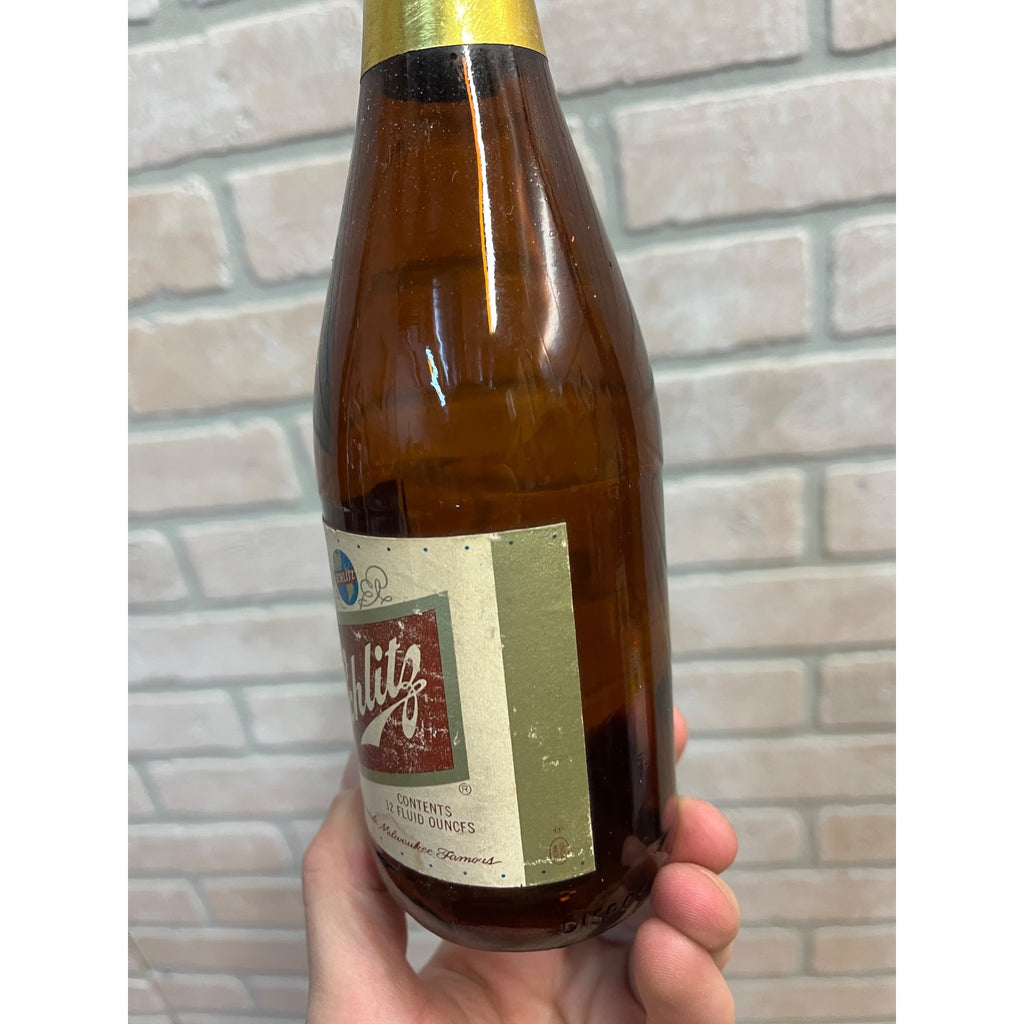 Vintage 1970s Schlitz Milwaukee Beer Glass 12oz Bottle  Full Label