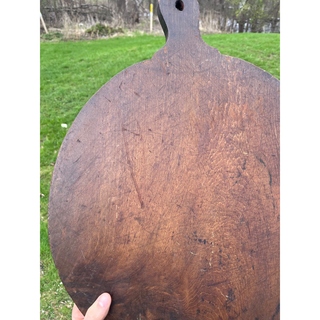 Antique Early Wooden Primitive Bread Board Kitchen Decor 1900s Round