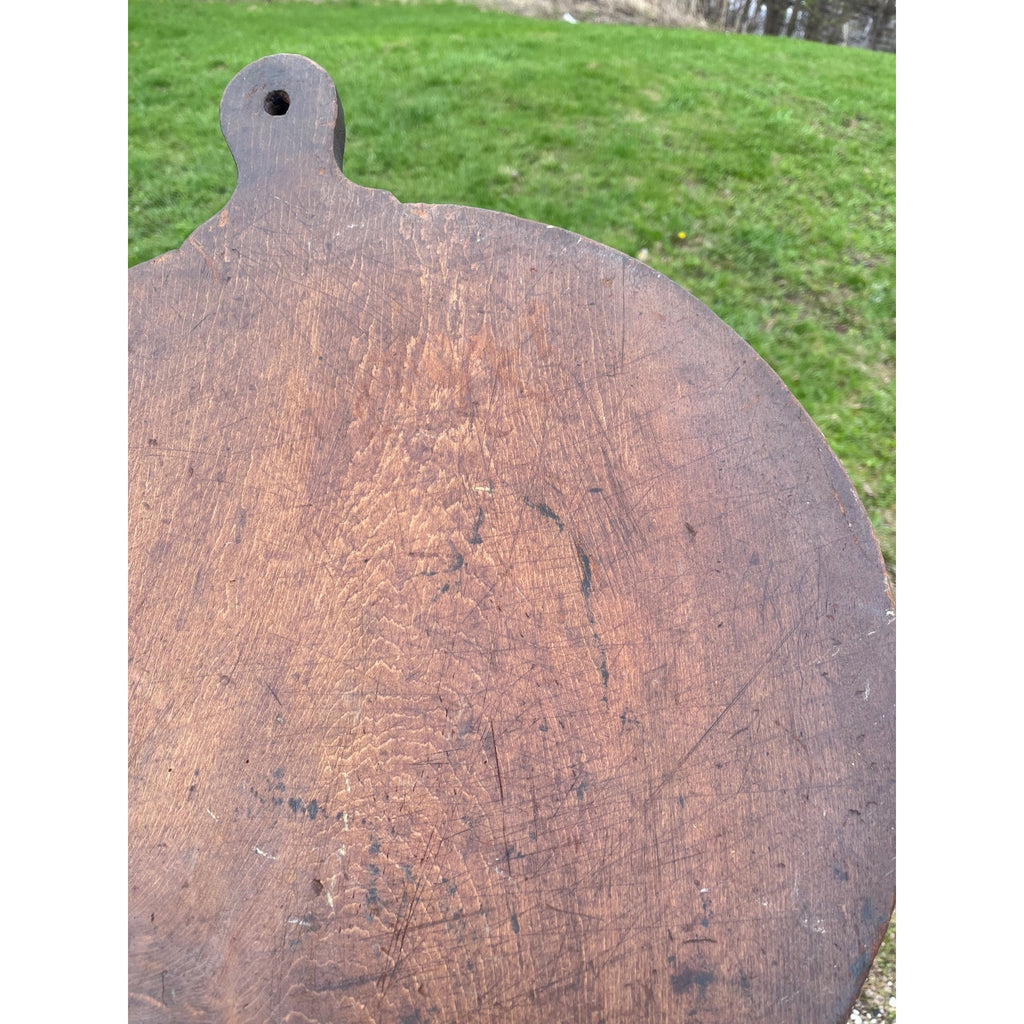Antique Early Wooden Primitive Bread Board Kitchen Decor 1900s Round