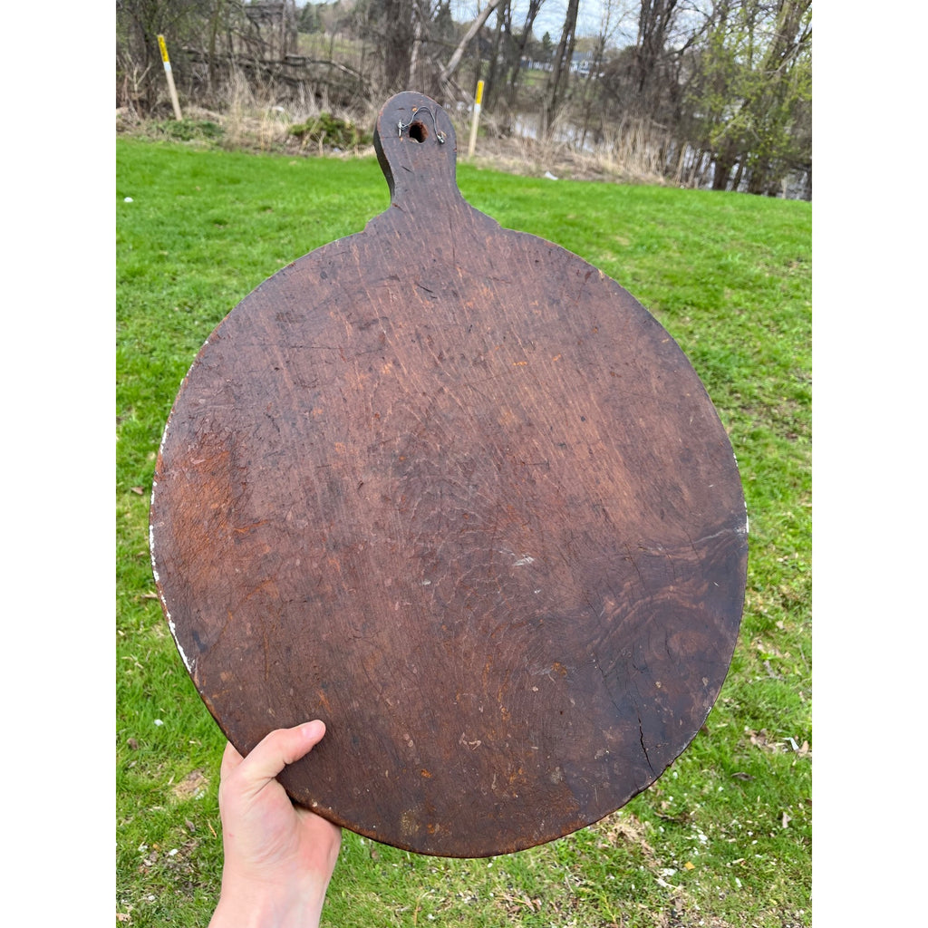 Antique Early Wooden Primitive Bread Board Kitchen Decor 1900s Round