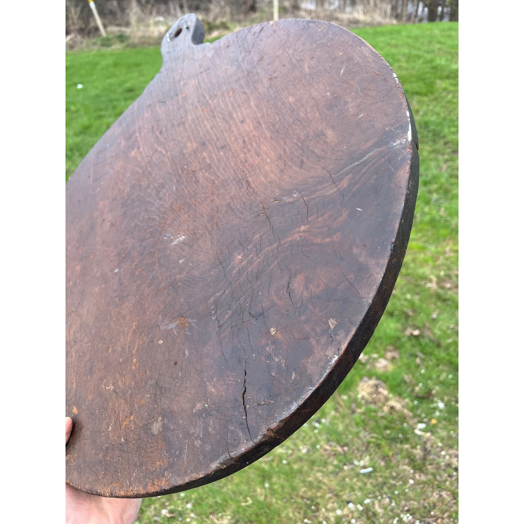 Antique Early Wooden Primitive Bread Board Kitchen Decor 1900s Round