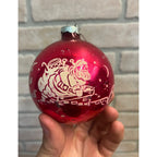 Vintage Shiny Brite Stenciled Night Before Christmas Glass Ornament 3.5" Pink