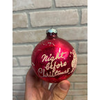 Vintage Shiny Brite Stenciled Night Before Christmas Glass Ornament 3.5" Pink
