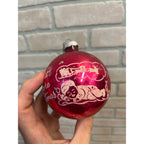 Vintage Shiny Brite Stenciled Night Before Christmas Glass Ornament 3.5" Pink