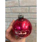Vintage Shiny Brite Stenciled Night Before Christmas Glass Ornament 3.5" Pink
