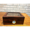Humidor Box - Holds 25-50 Cigars - Tempered Glass Display Spanish Cedar Wood