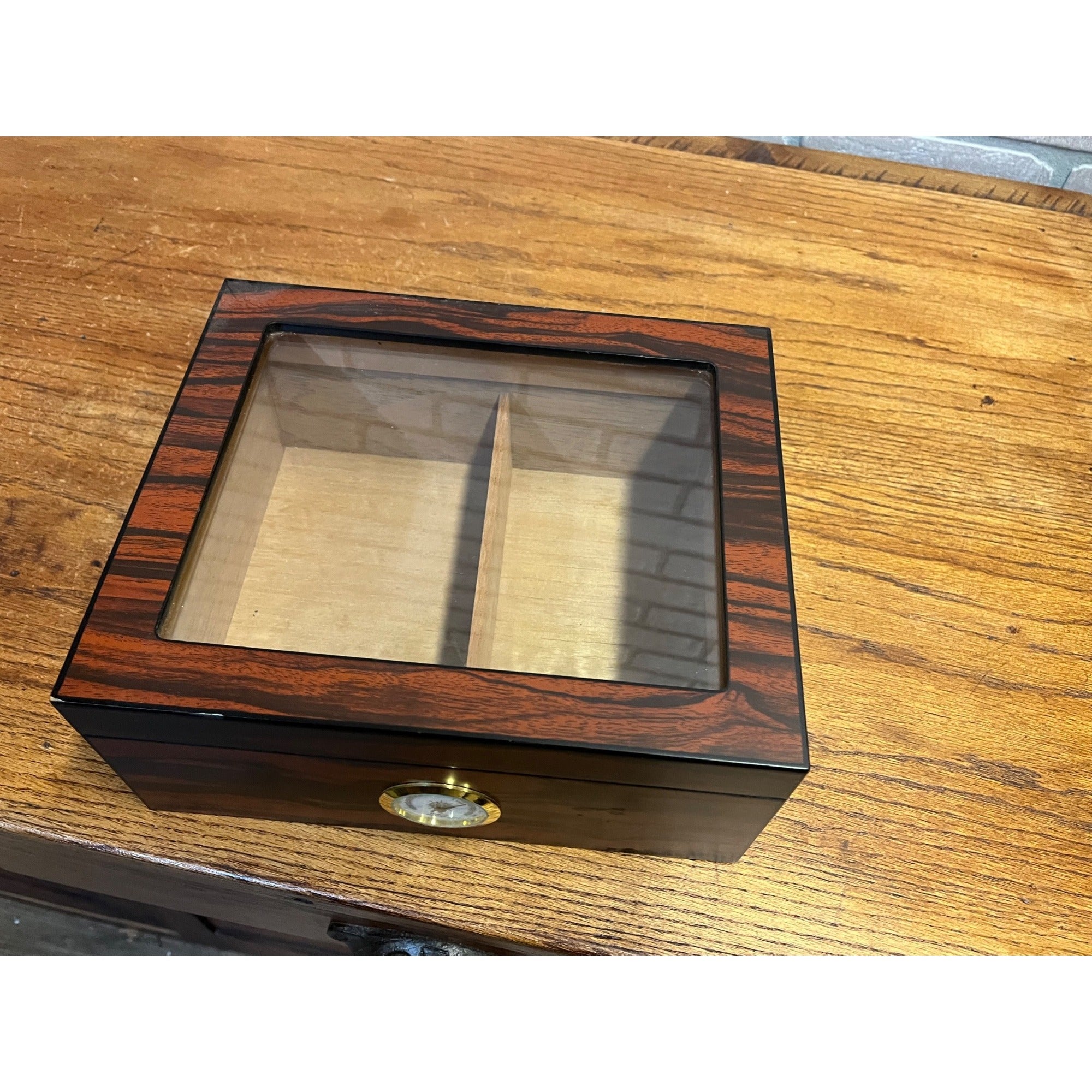 Humidor Box - Holds 25-50 Cigars - Tempered Glass Display Spanish Cedar Wood