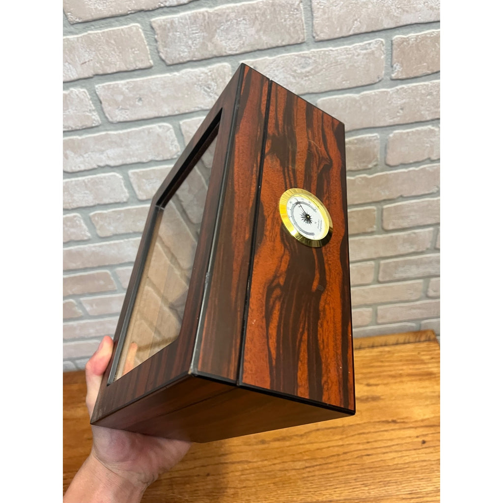 Humidor Box - Holds 25-50 Cigars - Tempered Glass Display Spanish Cedar Wood