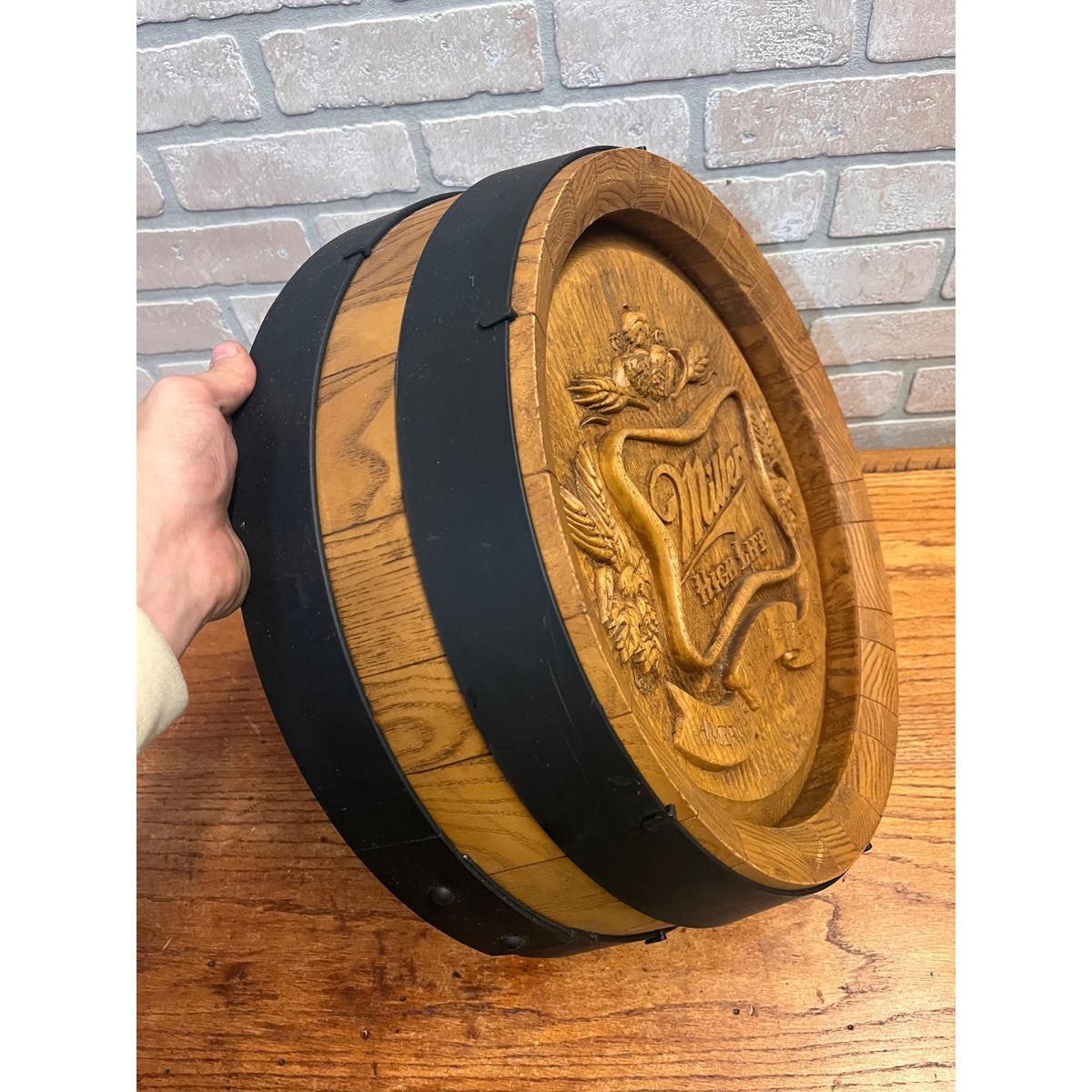 Vintage 3D Miller High Life Plastic Barrel Keg Sign Backbar Decor Beer Advertising Milwaukee, WI