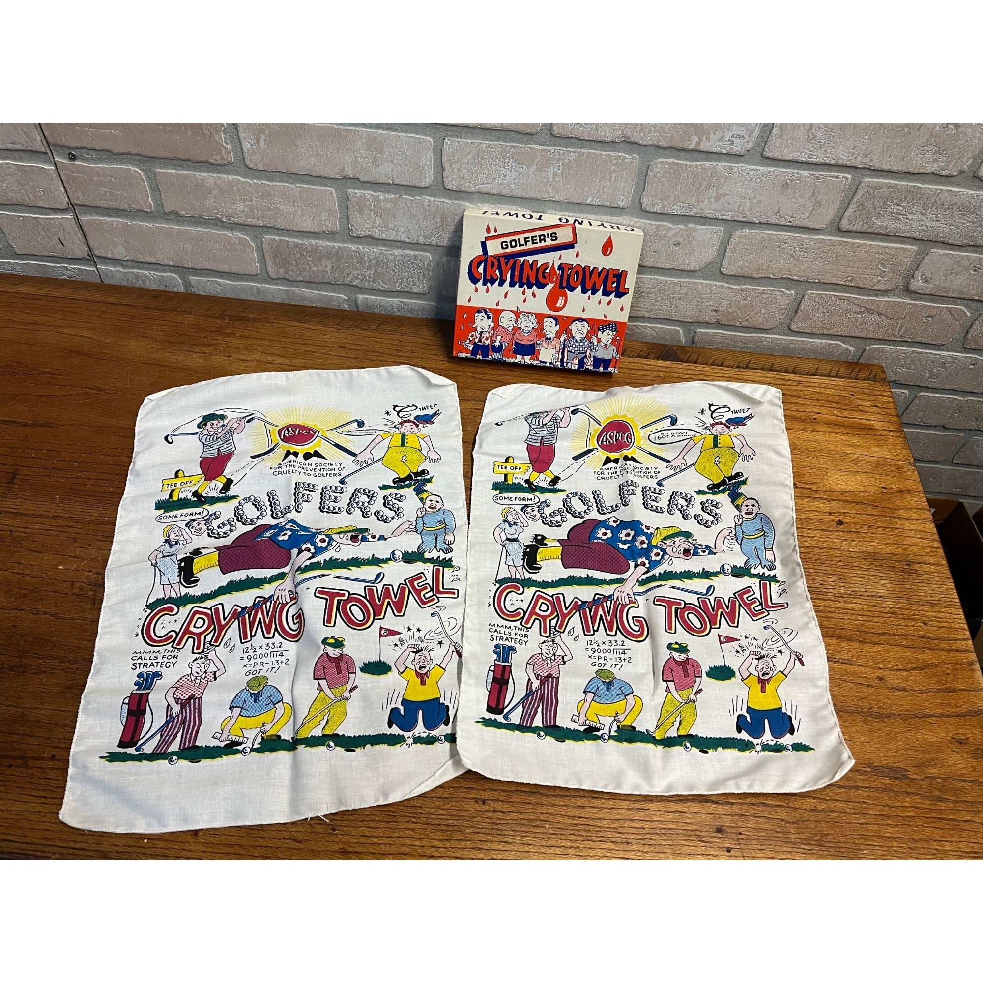 Vintage Golfer's Crying Towels w/ Box Novelty Joke Gag Humor Gift (2)