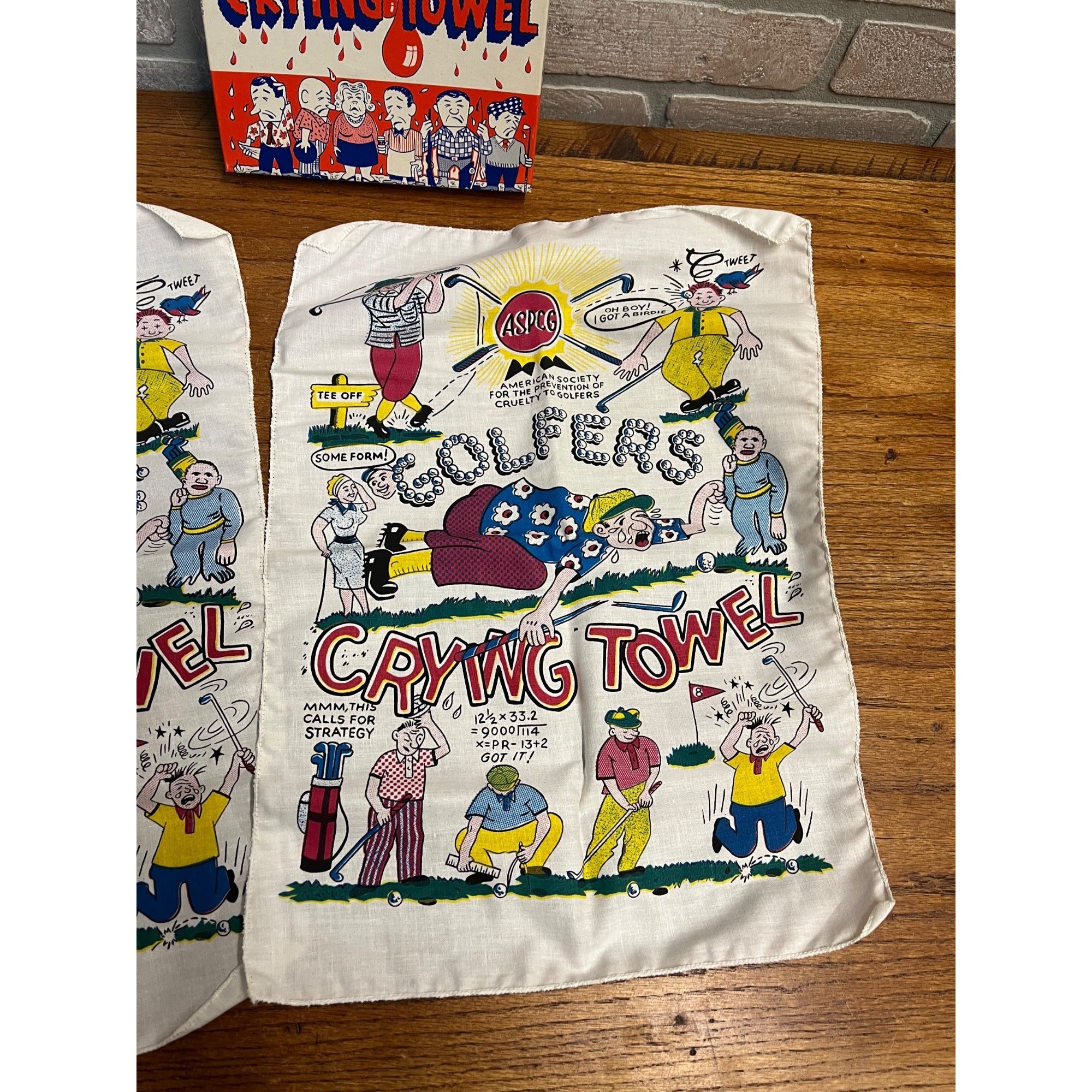 Vintage Golfer's Crying Towels w/ Box Novelty Joke Gag Humor Gift (2)