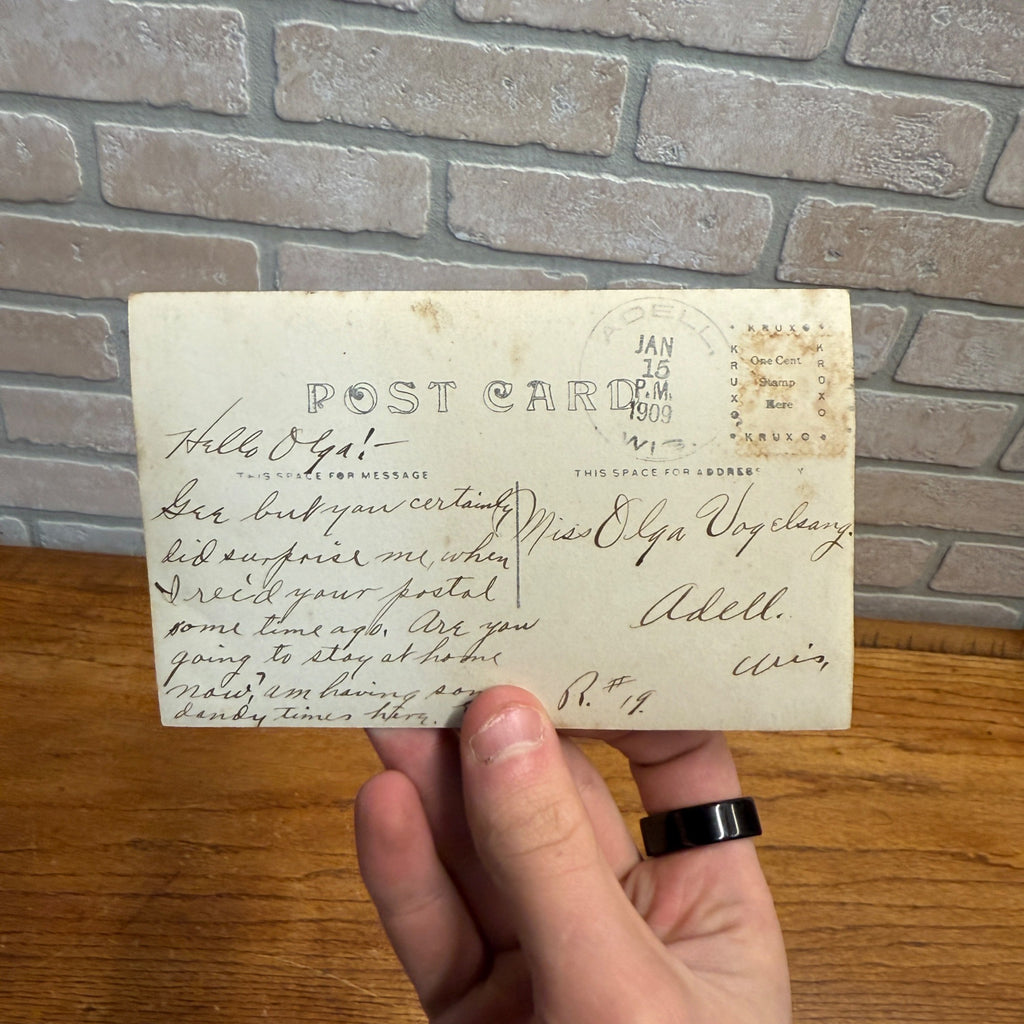 Adell WI Wisconsin RPPC Postcard Baseball 1909 Sheboygan Sports Team