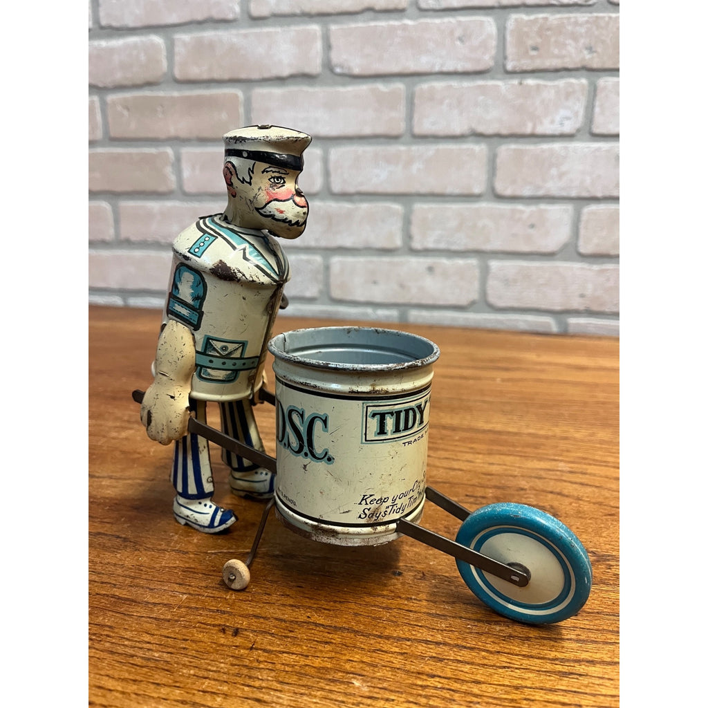 Vintage 1930s Marx Toys Tin Windup Tidy Tim Street Cleaner Toy