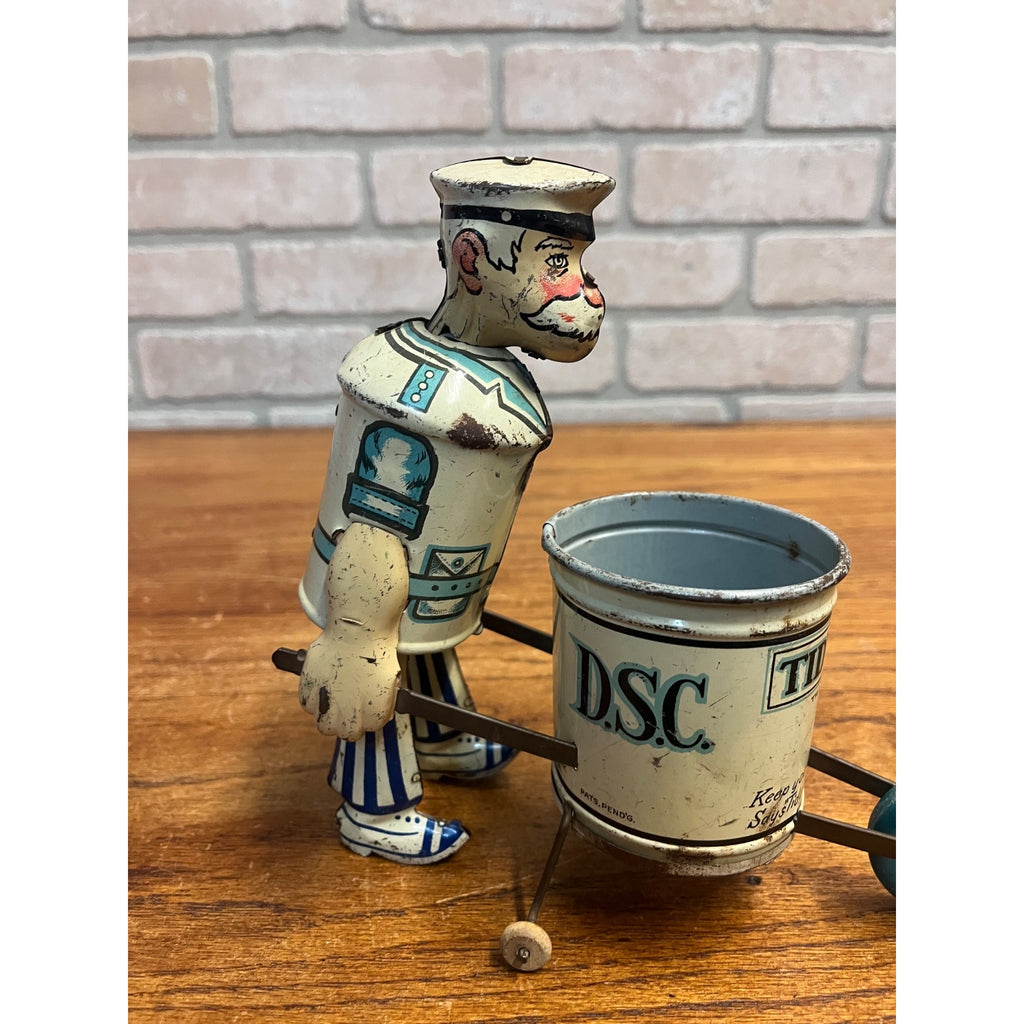 Vintage 1930s Marx Toys Tin Windup Tidy Tim Street Cleaner Toy